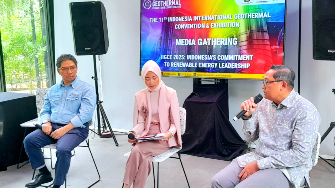Media Gathering The 11th Indonesia International Geothermal Convention & Exhibition (lIGCE) 2025, di kawasan SCBD, Jakarta Selatan, Kamis, 22 Mei 2025