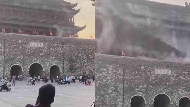 Bangunan legendaris di China runtuh