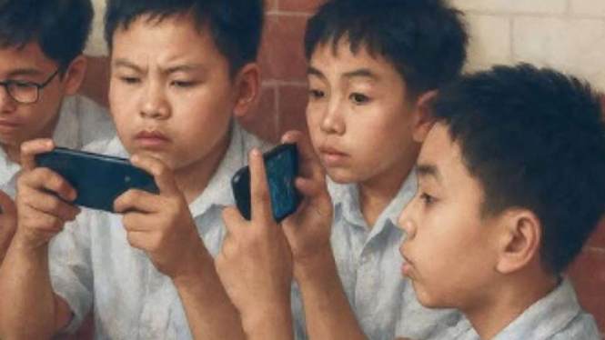Anak main gadget.