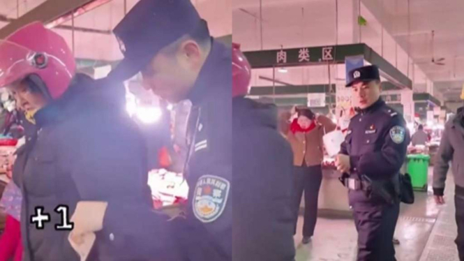 Polisi di China beraksi bak pencopet.