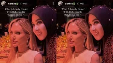 Syahrini foto bareng Angelina Jolie