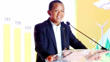 [Menteri ESDM, Bahlil Lahadalia, di acara 'Energi dan Mineral Forum 2025' di kawasan Thamrin, Jakarta Pusat, Senin, 26 Mei 2025]