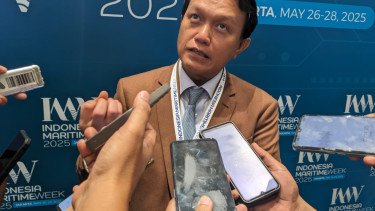Direktur Perencanaan Bisnis PT Pertamina International Shipping (PIS), Eka Suhendra, di acara 'Indonesia Maritim Weekend 2025', di JCC Senayan, Jakarta, Selasa, 27 Mei 2025
