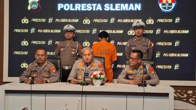 Jumpa pers di Mapolresta Sleman terkait kasus kecelakaan maut BMW di Palagan Tentara Pelajar
