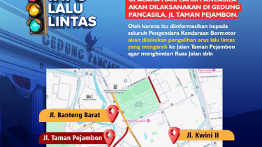 Pengalihan arus lalu lintas terkait upacara Hari Lahir Pancasila.
