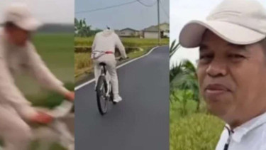 Dedi Mulyadi naik sepeda.