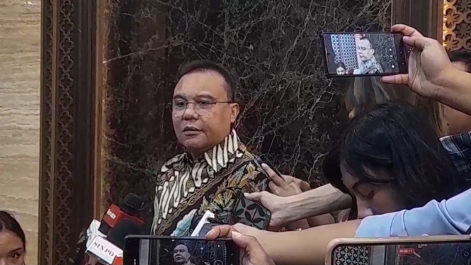 Ketua Harian DPP Partai Gerindra, Sufmi Dasco Ahmad di Kompleks Parlemen, Senayan, Jakarta Pusat 