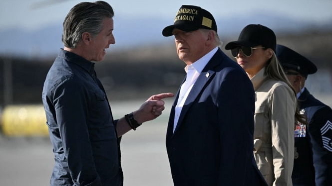 Gubernur California Gavin Newsom dan Presiden AS Donald Trump