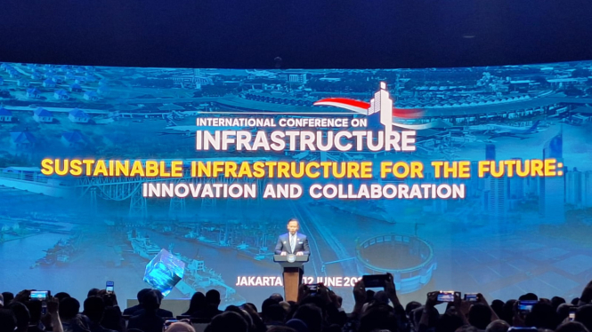 Menteri Koordinator Bidang Infrastruktur dan Pembangunan Kewilayahan, Agus Harimurti Yudhoyono (AHY), di acara 'International Conference on Infrastructure' (ICI) 2025 di kawasan Senayan, Jakarta Pusat, Rabu, 11 Juni 2025