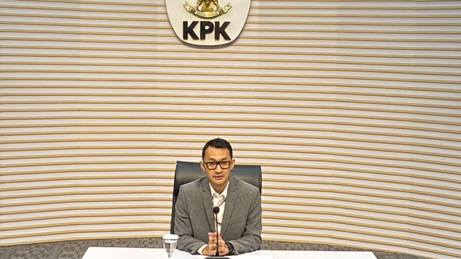 Juru Bicara KPK Budi Prasetyo di Gedung Merah Putih KPK, Kuningan, Jakarta Selatan
