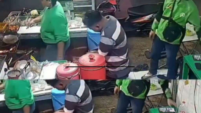 Ojol maling handphone di warung makan.