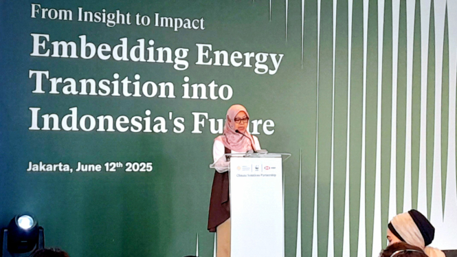 [Direktur Aneka EBTKE Ditjen EBTKE Kementerian ESDM, Andriah Feby Misna, di acara 'Climate Solutions Partnership (CSP) 2025' di kawasan SCBD, Sudirman, Jakarta Selatan, Kamis, 12 Juni 2025]