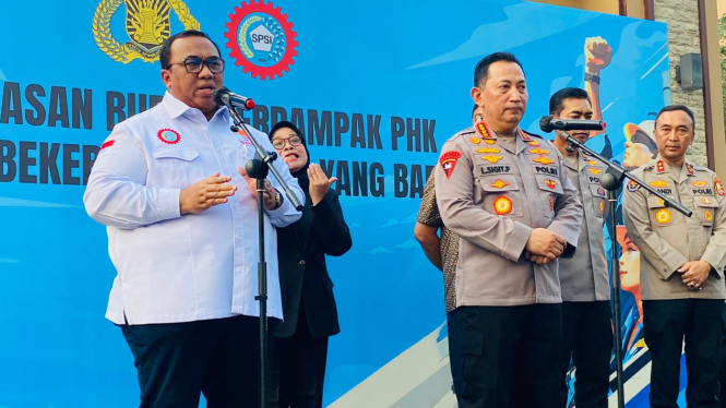 Kapolri Jenderal Listyo Sigit Prabowo dan Presiden KPSPI Andi Gani Nena Wea bantu korban terdampak PHK ke tempat kerja baru [Istimewa]