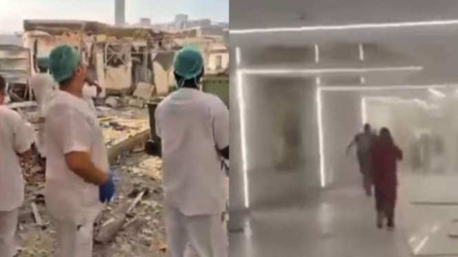 Serangan Iran ke Israel sebabkan bangunan rumah sakit rusak parah.