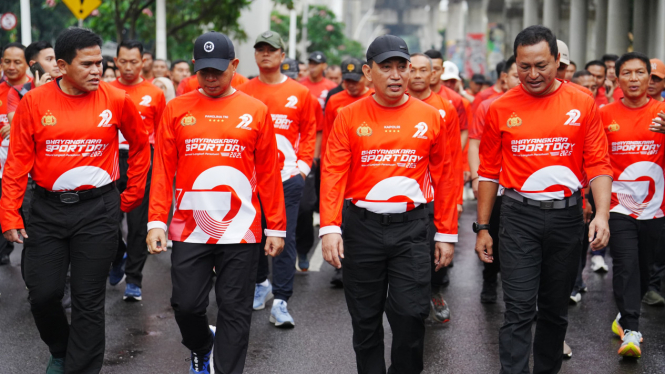 Kapolri Jenderal Listyo Sigit Prabowo saat hadiri acara Bhayangkara Sport Day di Lapangan Bhayangkara Polri, Jakarta Selatan. (Ist)