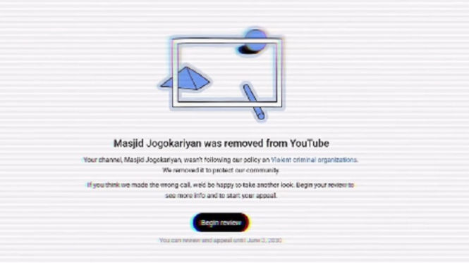 Channel Youtube Masjid Jogokariyan dihapus dari Youtube