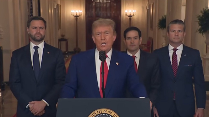 Presiden AS Donald Trump konferensi pers usai serang fasilitas nuklir Iran