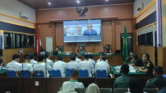 1.Suasana sidang dengan agenda pemeriksaan saksi di Pengadilan Militer I-04 Palembang, Senin, 23 Juni 2025