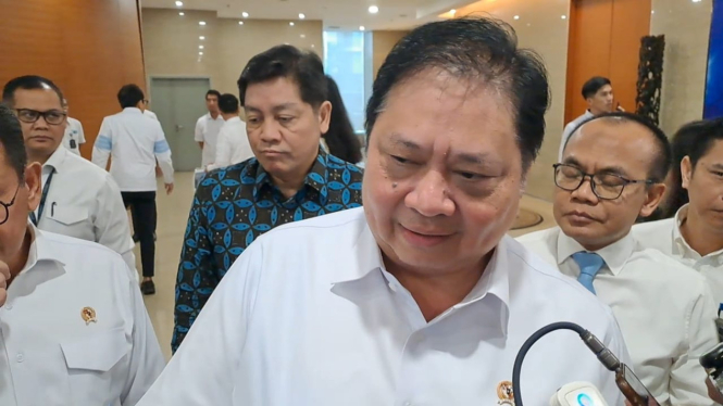 Menteri Koordinator Bidang Perekonomian, Airlangga Hartarto, saat ditemui di Kementerian Perdagangan, Jakarta, Senin, 30 Juni 2025