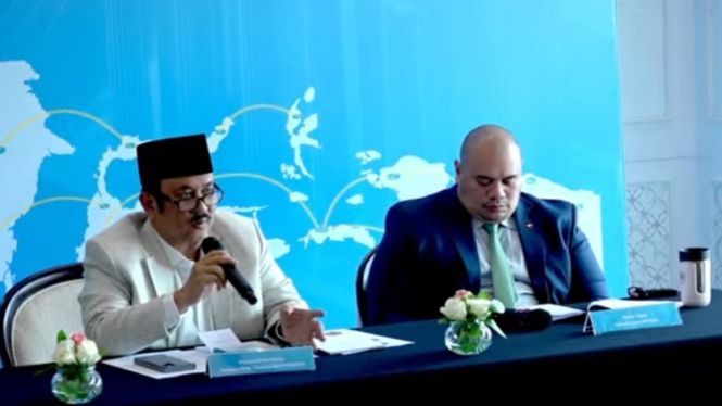 [Menteri PPN/Kepala Bappenas, Rachmat Pambudy (kiri) bersama Ketua Umum Asosiasi Fintech Indonesia (Aftech), Pandu Sjahrir, dalam telekonferensi pers 'Forum Ekonomi dan Keuangan Digital 2025', Jumat, 4 Juli 2025]