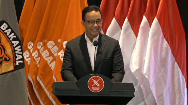 Eks Gubernur Jakarta Anies Baswedan menghadiri Rapimnas Gerakan Rakyat