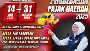Poster pemutihan pajak oleh Gubernur Jatim Khofifah Indar Parawansa