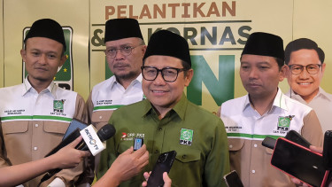 Ketum PKB Muhaimin Iskandar usai melantik pengurus LKN PKB