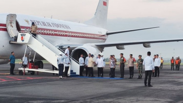 Presiden Prabowo tiba di Lanud Adi Soemarmo, Solo, Jateng