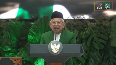 Ketua Dewan Syuro Partai Kebangkitan Bangsa (PKB), Ma'ruf Amin di Harlah PKB