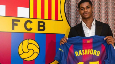Pemain Barcelona Marcus Rashford