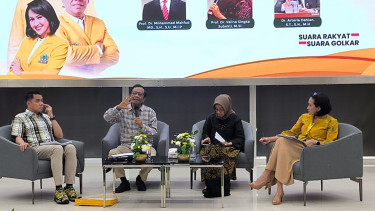 Pakar hukum tata negara, Mahfud MD saat menghadiri diskusi publik di DPP Golkar
