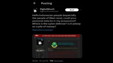 Hacker DigitalGhostt mengklaim meretas 4,6 juta data pribadi warga Jawa Barat 