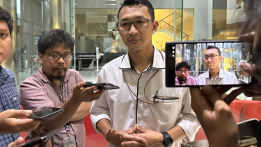 Juru Bicara KPK Budi Prasetyo di Gedung Merah Putih KPK