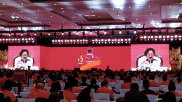 Ketua Umum PDIP Megawati saat Kongres Ke-6 PDIP di Bali