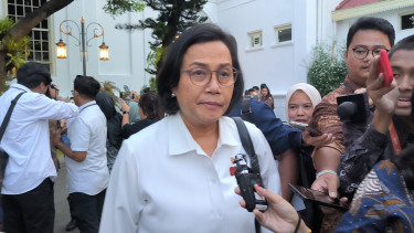 Menteri Keuangan, Sri Mulyani di Kompleks Istana Kepresidenan 