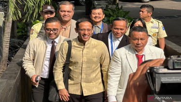 Eks Mendikbudristek Nadiem Anwar Makarim saat tiba di KPK