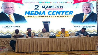 Posko pemenangan Mathius Fakhiri-Aryoko Rumaropen di PSU Pilgub Papua