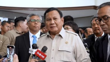 Presiden RI Prabowo Subianto usai menghadiri konvensi sains di ITB 