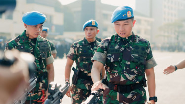 Danpaspampres Mayjen TNI Edwin Adrian Sumantha saat apel pasukan di Jakarta