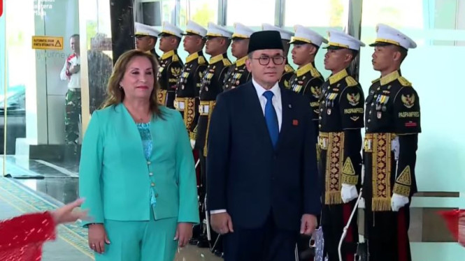 Presiden Republik Peru Dina Ercilia Boluarte Zegarra tiba di Indonesia.