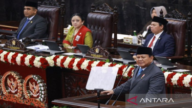 Presiden Prabowo Subianto saat pidato dalam sidang tahunan MPR RI