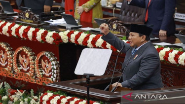 Presiden Prabowo Subianto saat pidato dalam sidang tahunan MPR RI