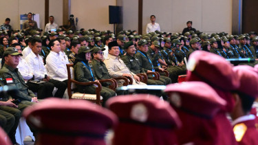 Presiden RI Prabowo Subianto saat menghadiri pembekalan guru sekolah rakyat