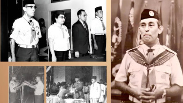 Husein Mutahar menggunakan pakaian pramuka