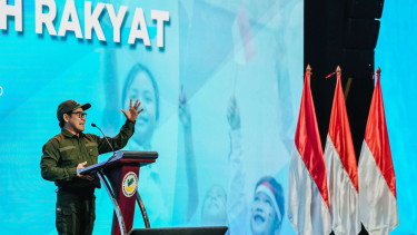 Menko PM Muhaimin Iskandar alias Cak Imin di acara pembekalan guru dan kepala Sekolah Rakyat 