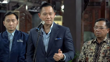 Ketua Umum Partai Demokrat, Agus Harimurti Yudhoyono (AHY) dalam konferensi pers di Puri Cikeas, Bogor 