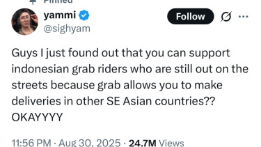 Unggahan Yammi yang viral di media sosial
