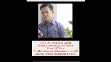 Seorang dosen UPI bernama Faujian Esa Gumelar dilaporkan hilang