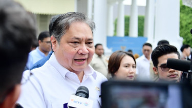 Menko bidang Perekonomian, Airlangga Hartarto di Kompleks Istana Kepresidenan 