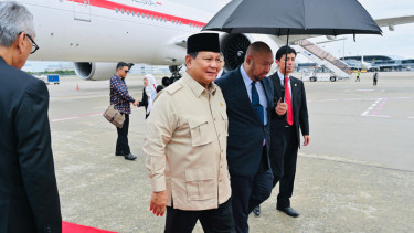 Presiden RI Prabowo Subianto tiba di Osaka, Jepang